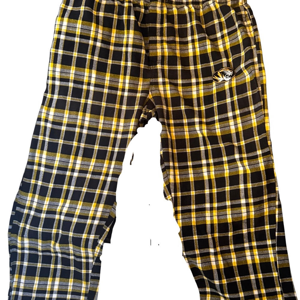 Tiger Plaid Unisex Pajama Bottoms in Black and Yellow XL